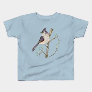 Tufted titmouse watercolor Kids T-Shirt